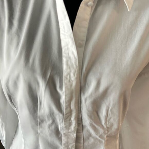 Reclaimed vintage white cotton short with balloon sleeves US4 - Picture 4 of 5